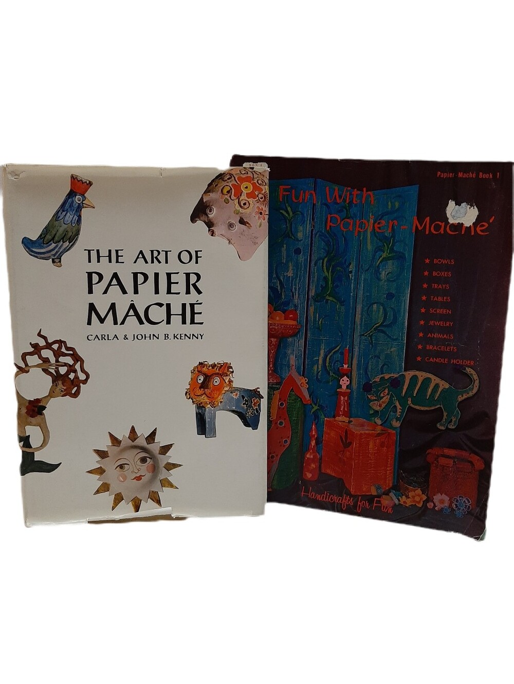 🍒 The Art of Papier Mache by Carla & John Kenny MCM Vintage HC Book 2pc Craft